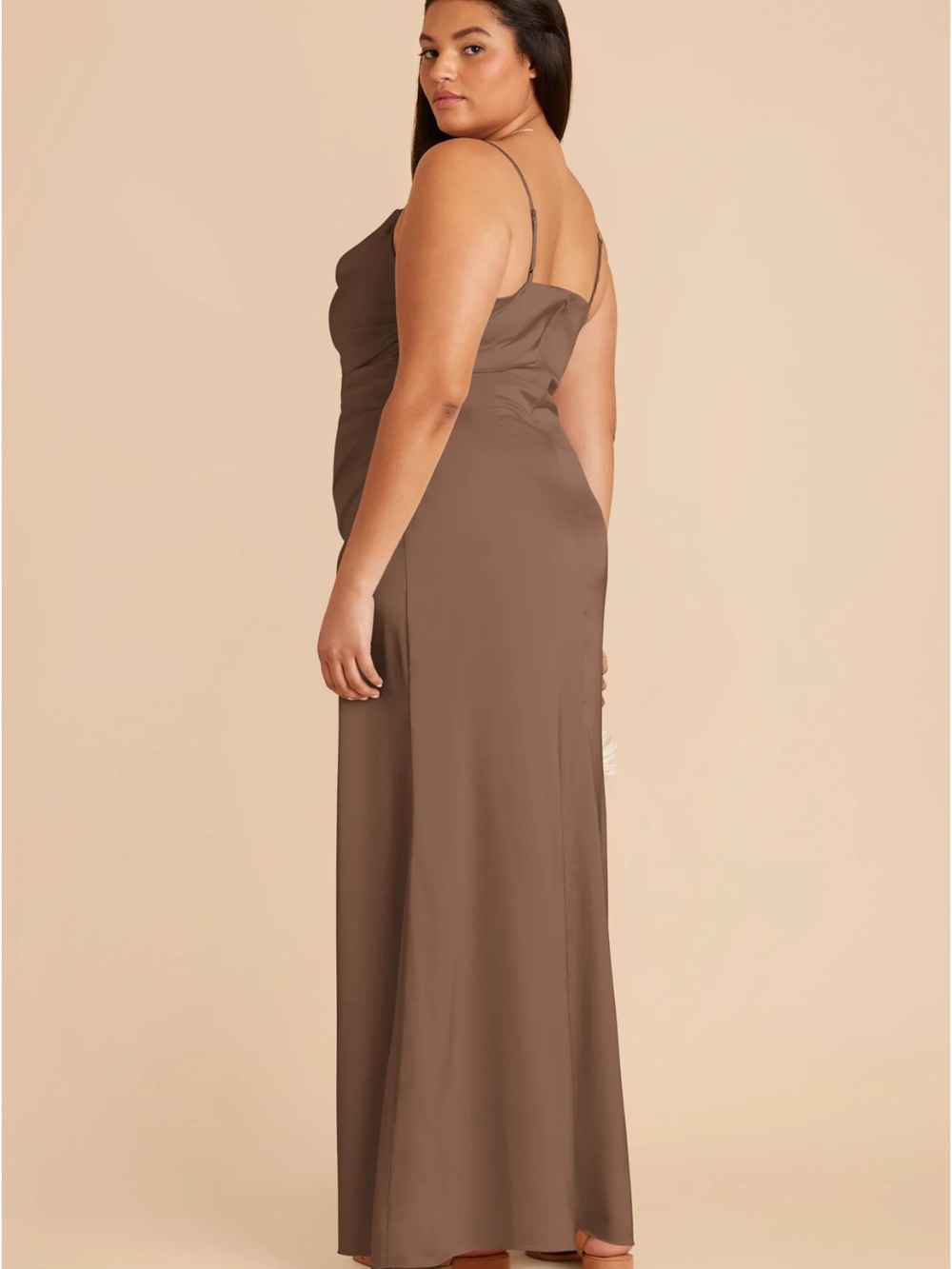 Birdy Grey Lydia Matte Satin Dress in Mocha - Picture 4 of 14